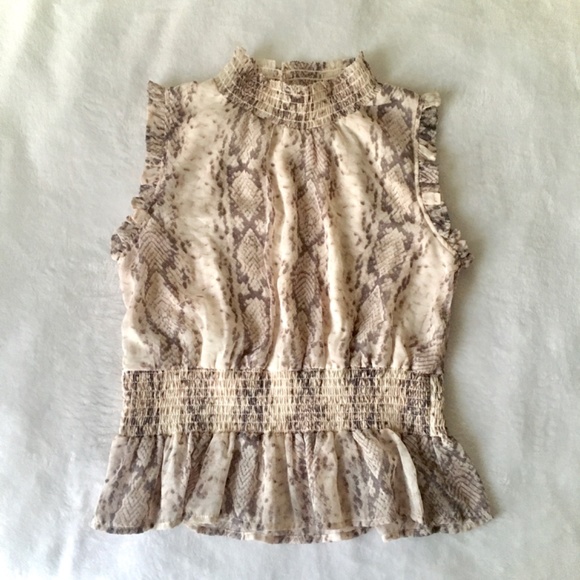 Japna Rattlesnake Print Mockneck Sleeveless Top - Picture 3 of 7